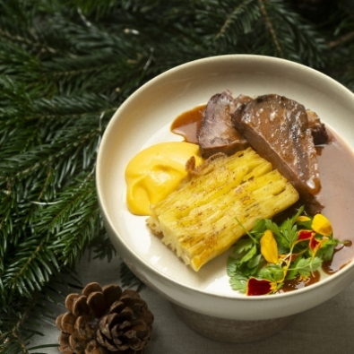 Boeuf basse température, présse de pomme de terre à l'huile 